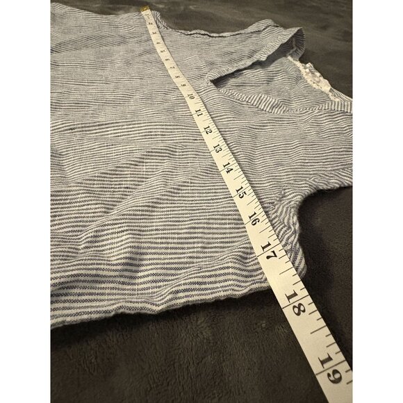 Lucky Brand 100% Linen Striped Sleeveless Tiered Dress S Blue White Sundress - Picture 6 of 7